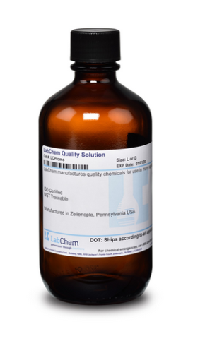 Iodine, 0.0282N (0.0141M), for Chlorine, Chlorine Dioxide Analysis, 1 L Amber Glass Bottle, Labchem, LC156302