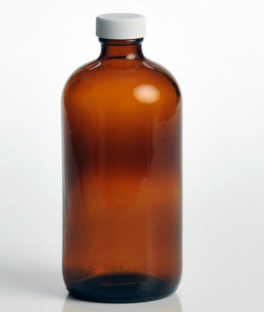 Bottle, Amber Glass, Boston Round, 32 oz./950 mL, with 33-400 Cap