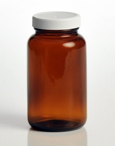 Bottle, Amber Glass Wide Mouth with Polypropylene Cap, Level 3, 8 oz., 24/CS
