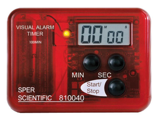 Timer, Visual and Audio Alarm, 99 Minutes, 59 Seconds, Sper Scientific, 810040