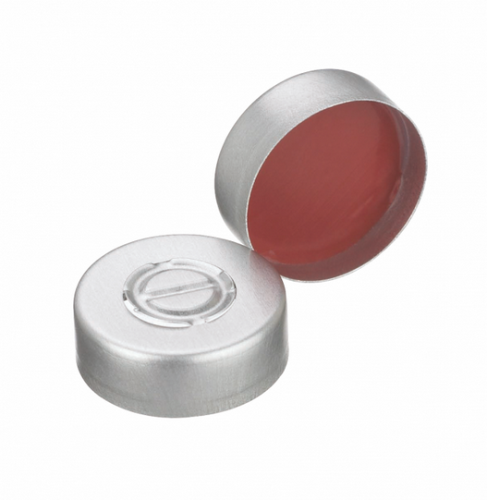 Lined Aluminum Seal, PTFE / Red Rubber, Center Disc Tear-Out, Natural, 20 mm, 1000/CS, Wheaton, 224223-01