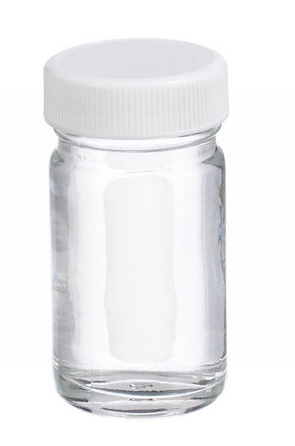 1 oz. Wide-Mouth Bottle, AC Round, Type III, Clear, with Polyvinyl Liner, 33-400 Thread Finish, Wheaton W216995