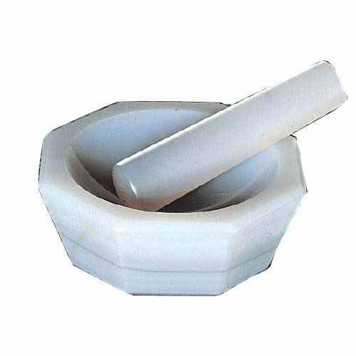 Mortar & Pestle Set, Octagonal Shape, Thick Walled Agate, 100 mm