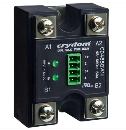 Sensata - Crydom SSR Relay, Dual, Panel Mount, IP00, 280 VAC/50 A, 4-32 VDC In, Zero Cross, CD2450W3UH