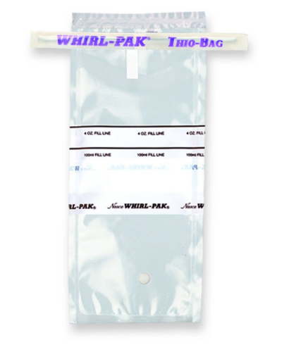 Thio-Bag, Standard Bag, with Sodium Thiosulfate Tablet, 100 mL, 2.25 mil, 3 in. x 7-1/4 in., Write-On, 100/PK or 10 PKs/CS, Whirl-Pak, B01040WA