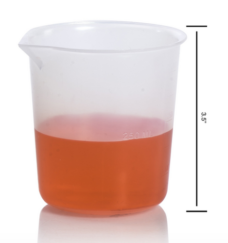 Low-Form Griffin Beaker 250 mL Polypropylene, 50 mL Graduations, EA or 6/PK, Bel Art Products, F26213-0000