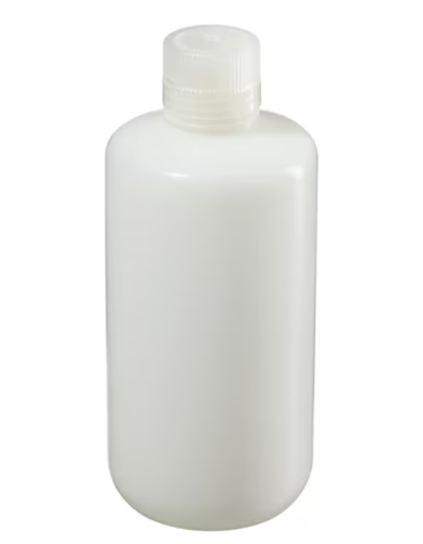 Nalgene Fluorinated Narrow-Mouth HDPE Bottles with Closure, 1 L mL, 6/PK or 4 PKs/CS (24), 2097-0032
