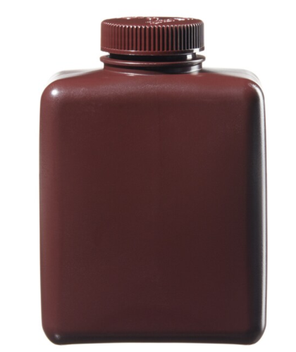 Nalgene Bottle, Amber, Rectangular Wide-Mouth High-Density Polyethylene (HDPE) with Polypropylene (PP) Screw Closure, 1000 mL, Thermo Scientific, 2009-0032