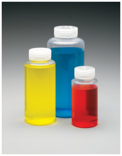 Nalgene Bottle, Round, Wide-Mouth Polymethylpentene (PMP) with Polypropylene (PP) Cap, 1 L, EA, 4/PK or 16/CS, Thermo Scientific, 2107-0032