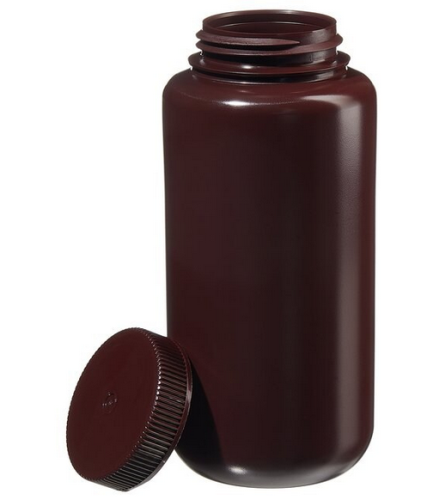 Nalgene Bottle, Packer, Wide-Mouth, Round, Opaque Amber High-Density Polyethylene (HDPE) with Opaque Amber Polypropylene (PP) Cap, 1 L, Bulk Packed, 50/CS, Thermo Scientific, 312185-0032