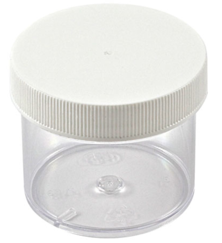 Jar, Polystyrene (PS) with White Polypropylene (PP) Screw Closure, 2 oz / 60 mL, Dynalon Labware, 421205