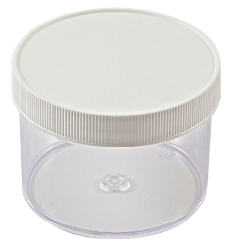 Jar, Polystyrene (PS) with White Polypropylene (PP) Screw Closure, 8 oz / 240 mL, Dynalon Labware, 421225