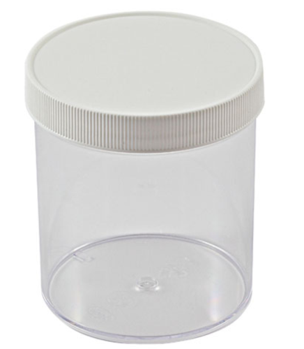 Jar, Polystyrene (PS) with White Polypropylene (PP) Screw Closure, 16 oz / 480 mL, Dynalon Labware, 421235