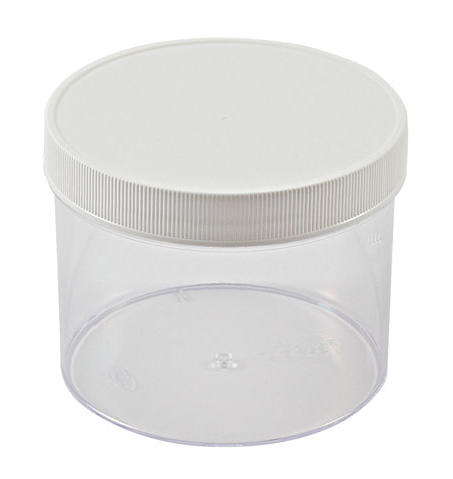 Jar, Polystyrene (PS) with White Polypropylene (PP) Screw Closure, 32 oz / 1000 mL, Dynalon Labware, 421245