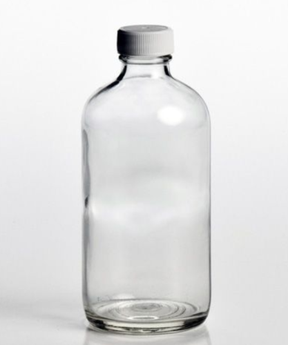 Bottle, Boston Round, Narrow-Mouth, Clear Glass, Level 1, 8 oz. with Cap, 24/CS, Quality Environmental Containers, 1111-0008