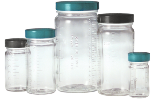 Bottle, Clear Glass Graduated Medium Round with Black Phenolic Pulp/Vinyl Lined Cap, 2 oz., 48/CS
