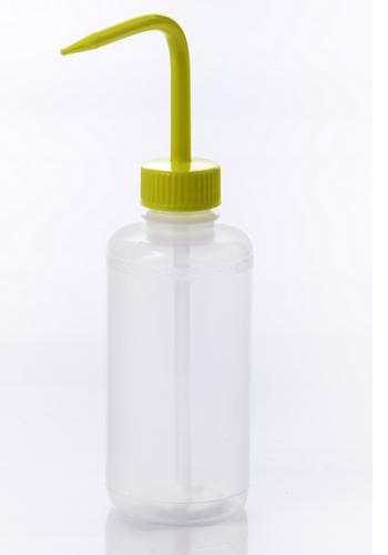 Wash Bottle, Narrow-Mouth, Low-Density Polyethylene (LDPE) with Yellow Polypropylene (PP) Cap Assembly, 250 mL, SP Bel-Art Products, F11614-0250