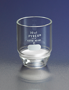 Crucible, Pyrex, Gooch Type, High Form, Fritted Disc, 30 mL, Coarse, Corning, 32960-30C