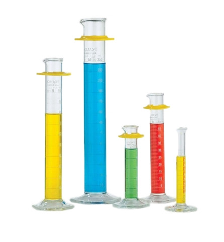 Cylinder, High Quality, Single Metric Scale, with Pourout, Calibrated To Deliver, Hexagonal Base, 100 mL. With Safe Guard Bumpers, 20024-100