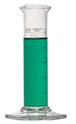Graduated Cylinder, Calibrated To Deliver, Low Form, Class B, 50 mL, 1 mL Graduation Intervals, 20032-50