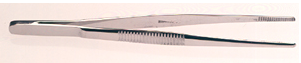 Forceps, Specimen, Stainless Steel, Serrated Tips, Straight, 4-1/2 in.