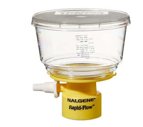 Rapid-Flow Sterile Single Use Bottle Top Filter, 150 mL, 0.45 Micron, Fits 33 mm Neck, 12/CS, Nalgene, 290-3345