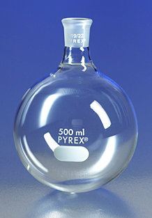 Pyrex 1 L Round-bottom Boiling Flask w / Short Neck & 24/40 Standard Taper Joint, Corning, 4320-1 L