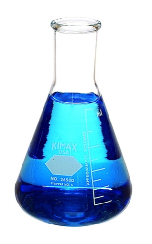 Flask, Narrowl-Mouth Erlenmeyer, Heavy Duty, Borosicilate Glass, 50 mL K26500