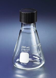 Flask, Pyrex, Erlenmeyer, Graduated, with Phenolic Screw Cap, 1000 mL, Corning 4985-1 L