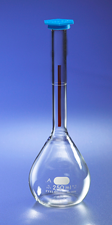 Flask, Pyrex, Volumetric, Lifetime Red, Class A, Snap Cap, Calibrated  To Contain, Graduated, 500 mL, Corning 5600-500