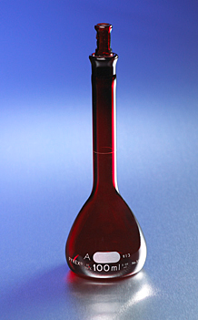 Flask, Volumetric, Low Actinic, Class A, with Glass Stopper, 50 mL, Corning, 55640-50