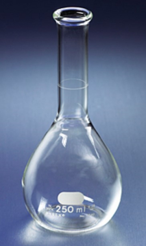 Pyrex (Registered) Phosphoric Acid Volumetric Flask, Wide Neck, Class B, 250 mL, 12/CS, Corning, 5840-250