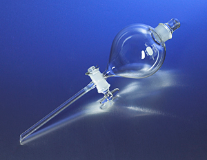 Separatory Funnel, Pyrex, Globe-Shaped, with Glass Standard Taper Stopcock & Stopper, 125 mL, 1/CS, Corning, 6340-125