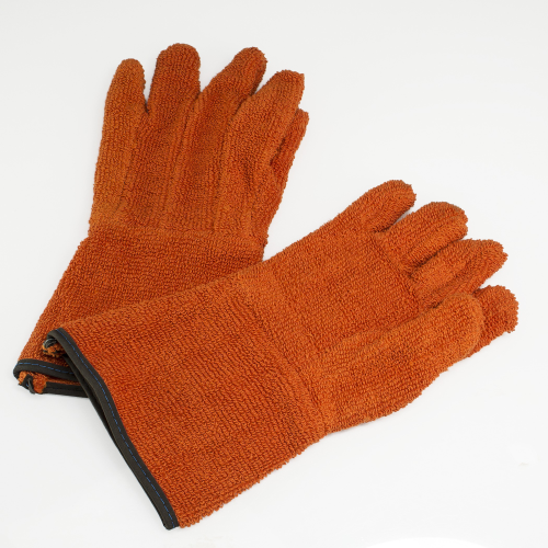 Clavies Biohazard Gloves, 5 in., Solf, Pliable Orange Cotton Gloves Have 5 inch Gauntlet and are Heat Resistant up to 450 F, Gloves are Washable Terry-Cloth Knit, Sold by Pair