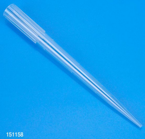 Pipette Tip, 100 - 1300 Microliters, Certified, Universal, Graduated, Natural, 98 mm, Extended Length, STERILE, 576/PK (6 Racks of 96/Rack), 151158RS-96