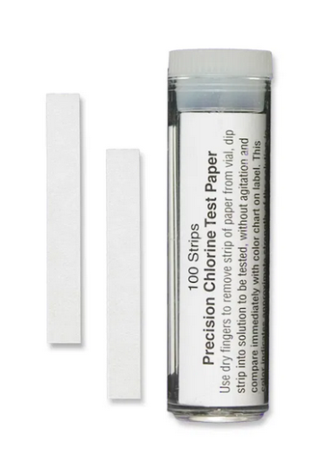 Precision Chlorine Test Paper, 100 Strips/EA Vial, 0-200 ppm