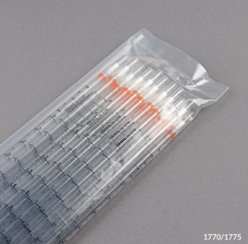 Pipette, Serological, 10 mL, Polystyrene (PS), Standard Tip, 345 mm, STERILE, Orange Band, Globe Scientific, 1770