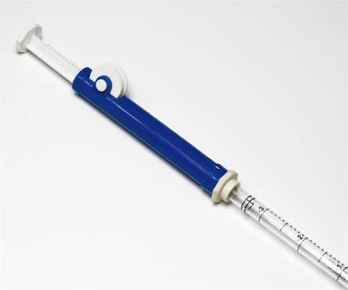 Pipette Pump, Blue, for Pipettes up to 2 mL, Thumbwheel for Precision Work, Plunger for Quick Emptying (Pipettes sold separately)