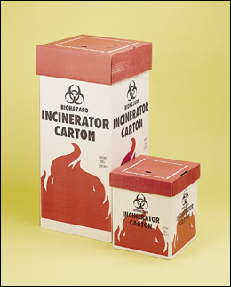 Biohazard Incinerator Carton, Floor Model, 12 in. x 12 in. x 27 in.