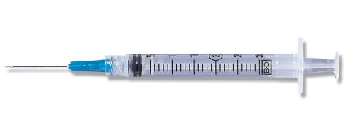 Syringe with Needle, Sterile, Disposable, 3 cc, 21 Gauge, 1.5 in. Length, Becton-Dickinson, 309577