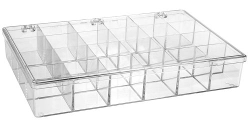 Storage Box, Clear Styrene, with Cover, 24 Compartments, Bel Art Products, F16614-0000