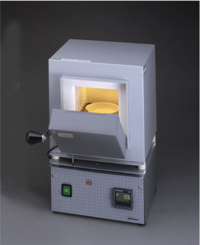 Small BenchTop Muffle Furnace, Model FB1315M, 120 V, 0-1100 Degrees Celsius, 50-60 Hz, 3.8 in. H x 4 in. W x 5 in. D
