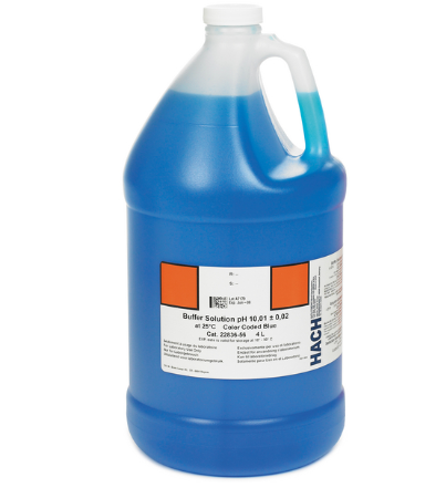 Buffer Solution, pH 10.01, Color-Coded Blue, 4 L Poly Bottle, HACH, 2283656