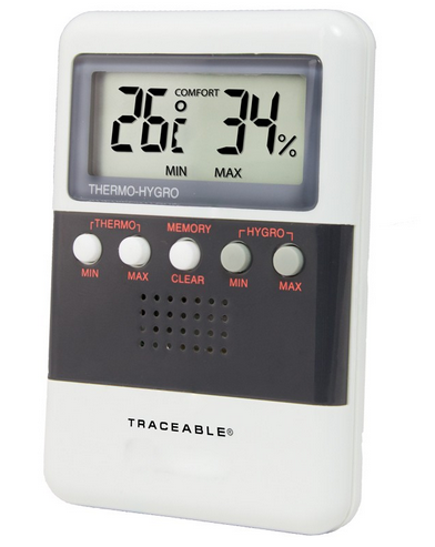 Traceable Digital Humidity/Temp. Meter,Temperature Range is 32 to 122 F and 0 to 50 C,  Humidity Range is from 25 to 95%, Antylia, 4095