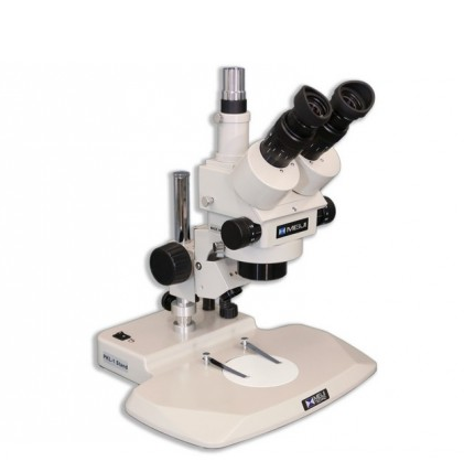Trinocular Stereomicroscope with SWF 10X Eyepieces, PKL 1 Pole Stand & F Focusing Mount, Meiji Techno America, EMZ-5TR/PKL1/F
