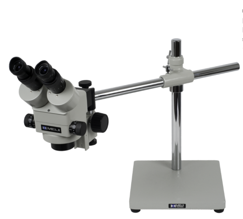 Trinocular Stereomicroscope with SWF 10X Eyepieces,Universal Boom Stand & F Focusing Mount, Meiji Techno America, EMZ-5TR/S-4100/FX