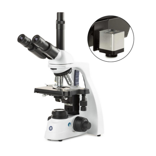bScope Trinocular Microscope, HWF 10X/20 mm Eyepieces and Quintuple Nosepiece With E-Plan EPLI 4/10/S40/S100X Oil Infinity Corrected IOS Objectives, Globe Scientific, EBS-1153-EPLI-HDS