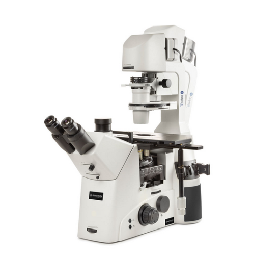 Trinocular Delphi-X Inverso Inverted Microscope With WF 10X/25 mm Eyepieces and Semi Apochromatic Plan Phase Fluarex Apo-PLPHFi 10X/20X/S40X IOS Objectives, Globe Scientific, EDI-1053-PLPHFI