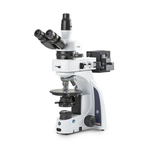 iScope Trinocular Microscope With EWF 10X/20 mm Eyepieces, Plan Polarization PLPOLRI 5/10/20/S50X IOS Objectives, Globe Scientific, EIS-1053-PLPOLRI