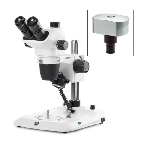 Trinocular Stereo Zoom Microscope NexiusZoom EVO, 0.65X To 5.5X Zoom Objective, Globe Scientific, ENZ-1703-P-DC18